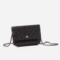 A Chanel Black Quilted Crossbody Purse Chanel