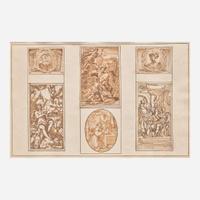 Italian School (17th Century) Set of Six Drawings, Including 'Orpheus Charming the Animals'