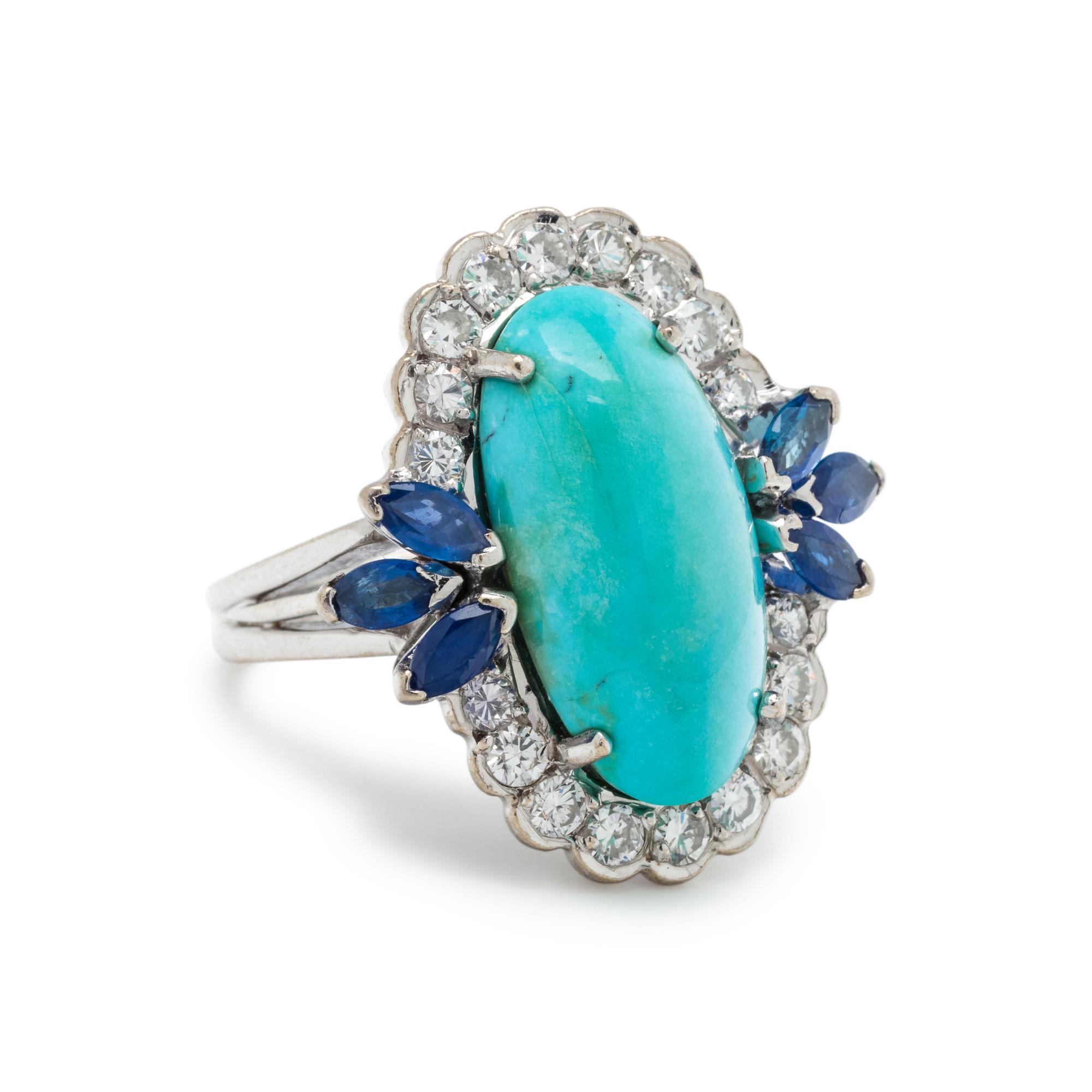 TURQUOISE, SAPPHIRE AND DIAMOND RING