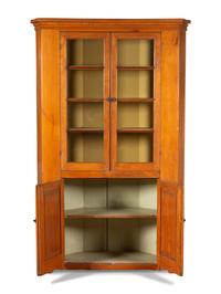 A Federal Pine and Maple Corner Cupboard