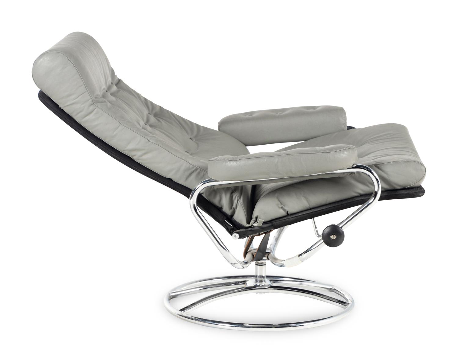 A Leather Recliner with Ottoman