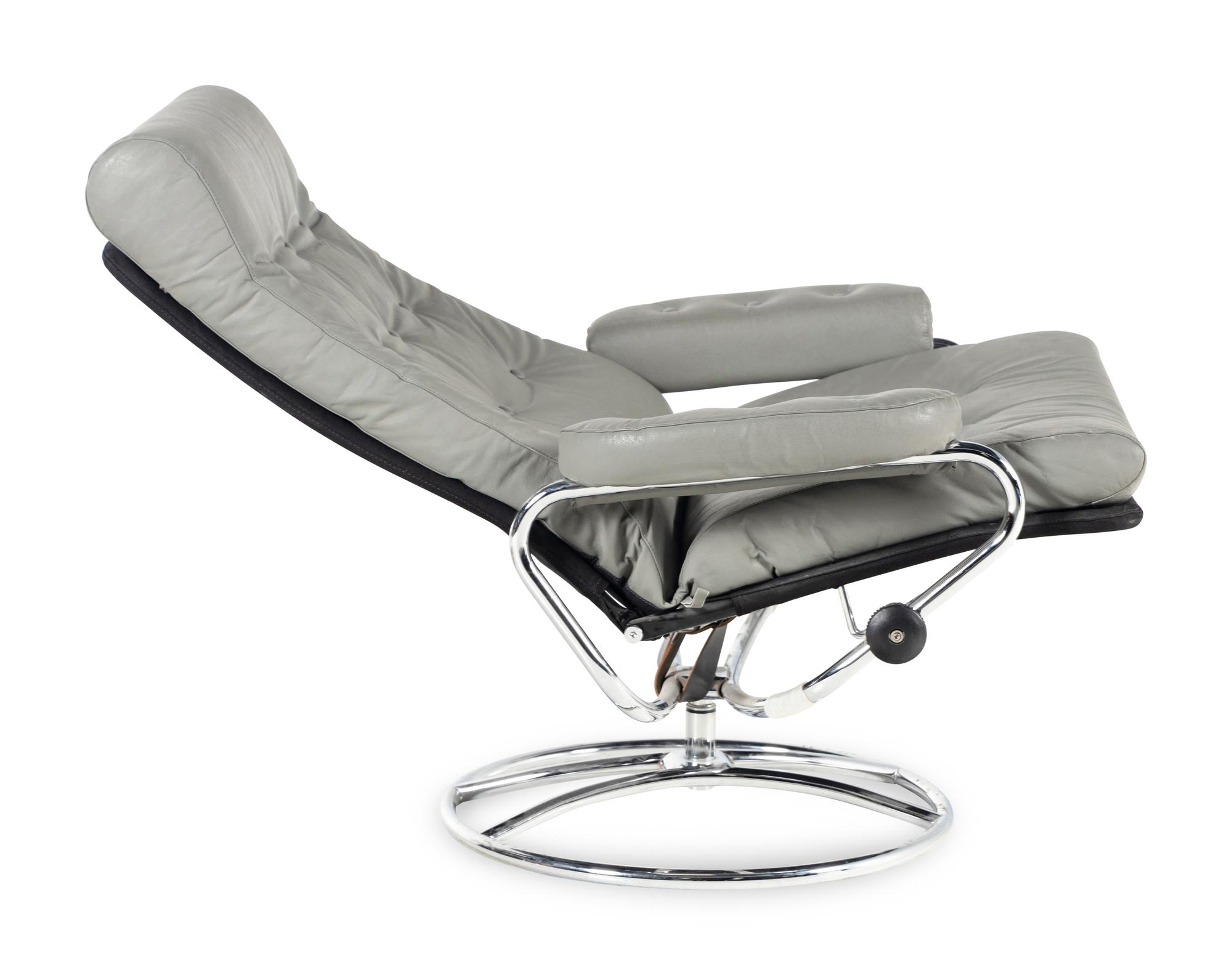 A Leather Recliner with Ottoman
