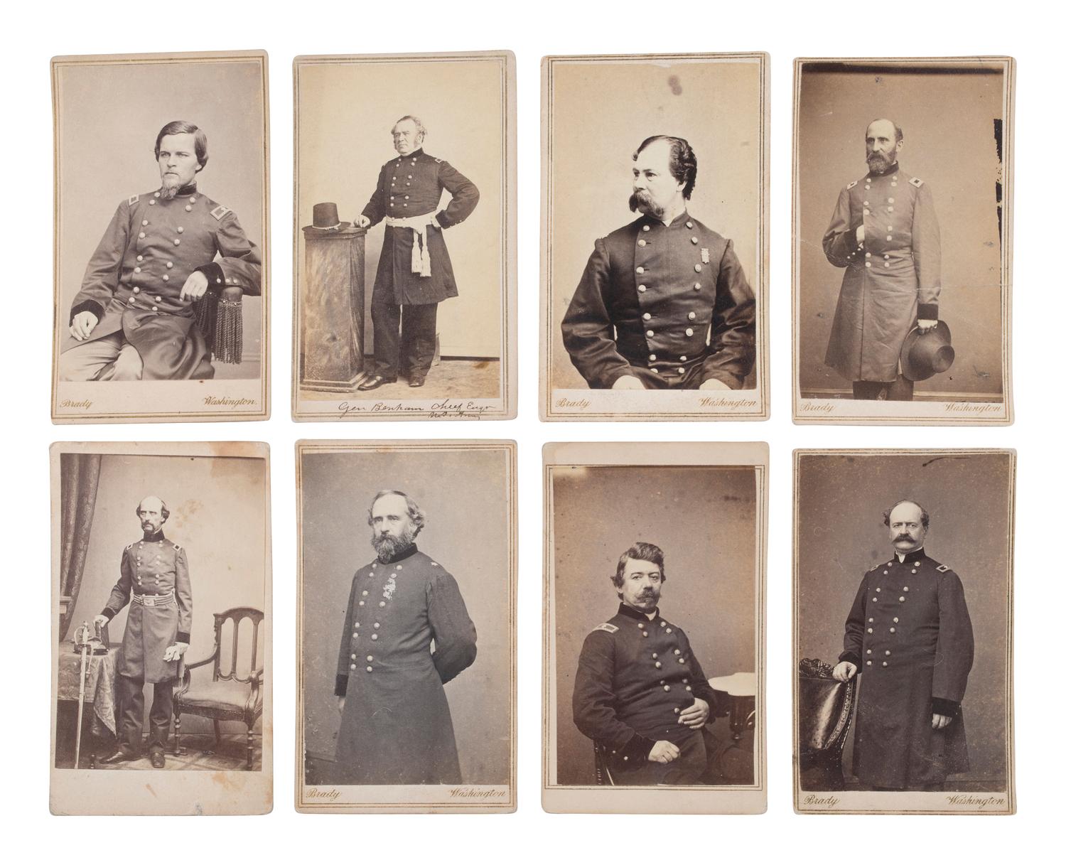 [CIVIL WAR - ARMY OF POTOMAC]. BRADY, Mathew (1822-1896), photographer. A group of 37 CDVs of Union generals, incl. MEADE, FRANKLIN, STONEMAN, BURNSIDE, TYLER, KEYES, GRIFFIN, MARTINDALE, and HATCH, MOH.
