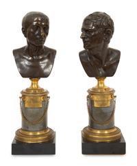 Three French Bronze Busts of Cicero and Demosthenes, and Roman Emperor Caracalla