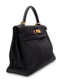 Hermès Black Leather 32cm Kelly Bag