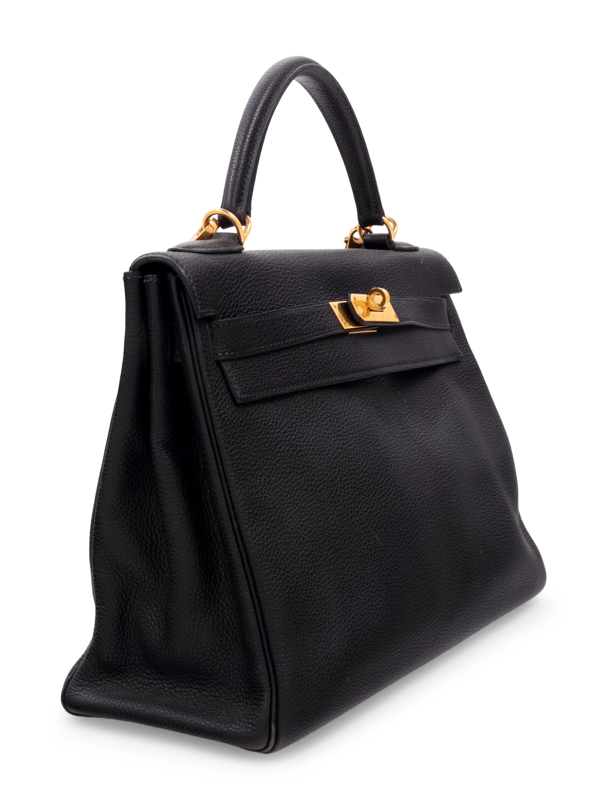 Hermès Black Leather 32cm Kelly Bag