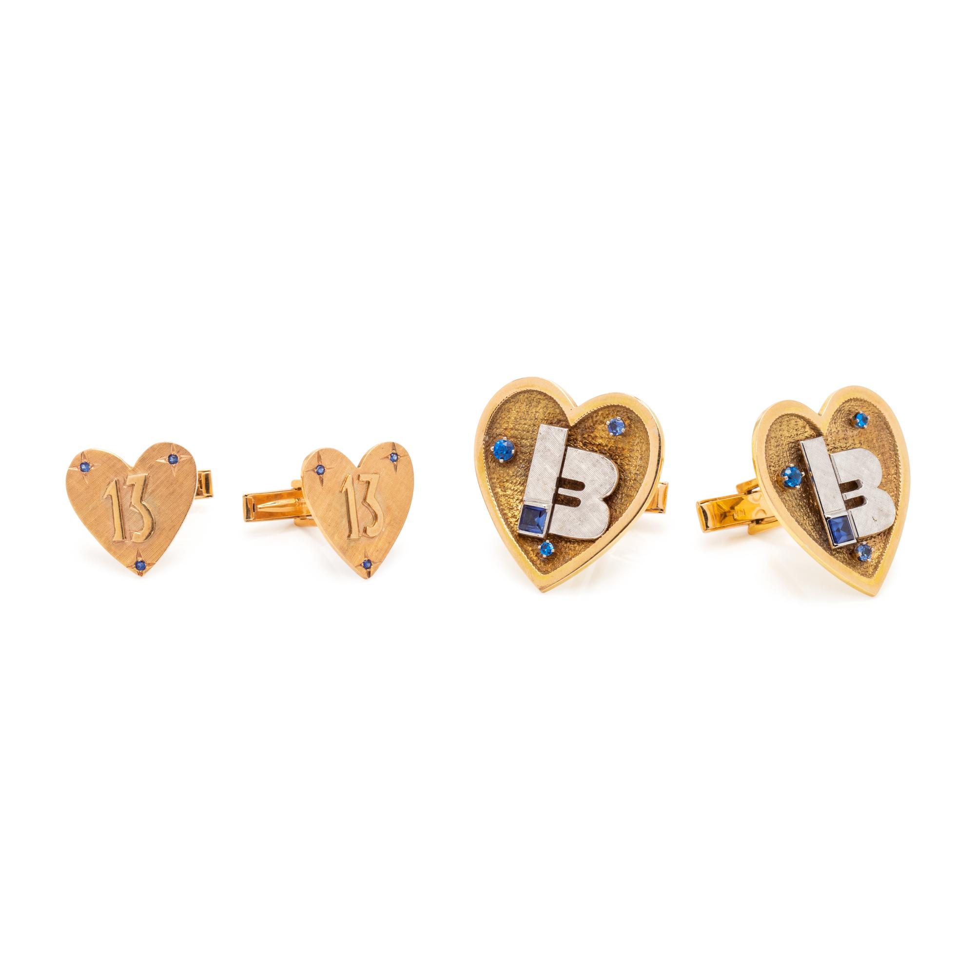 COLLECTION OF GOLD 'LUCKY 13' CUFFLINKS