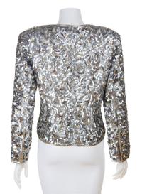 A Victor Costa Silver Sequin Jacket, Size 10.