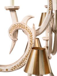 A White Painted Chandelier with Custom Shades