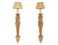 A Pair of Italian Giltwood Wall-Mounted Torchères