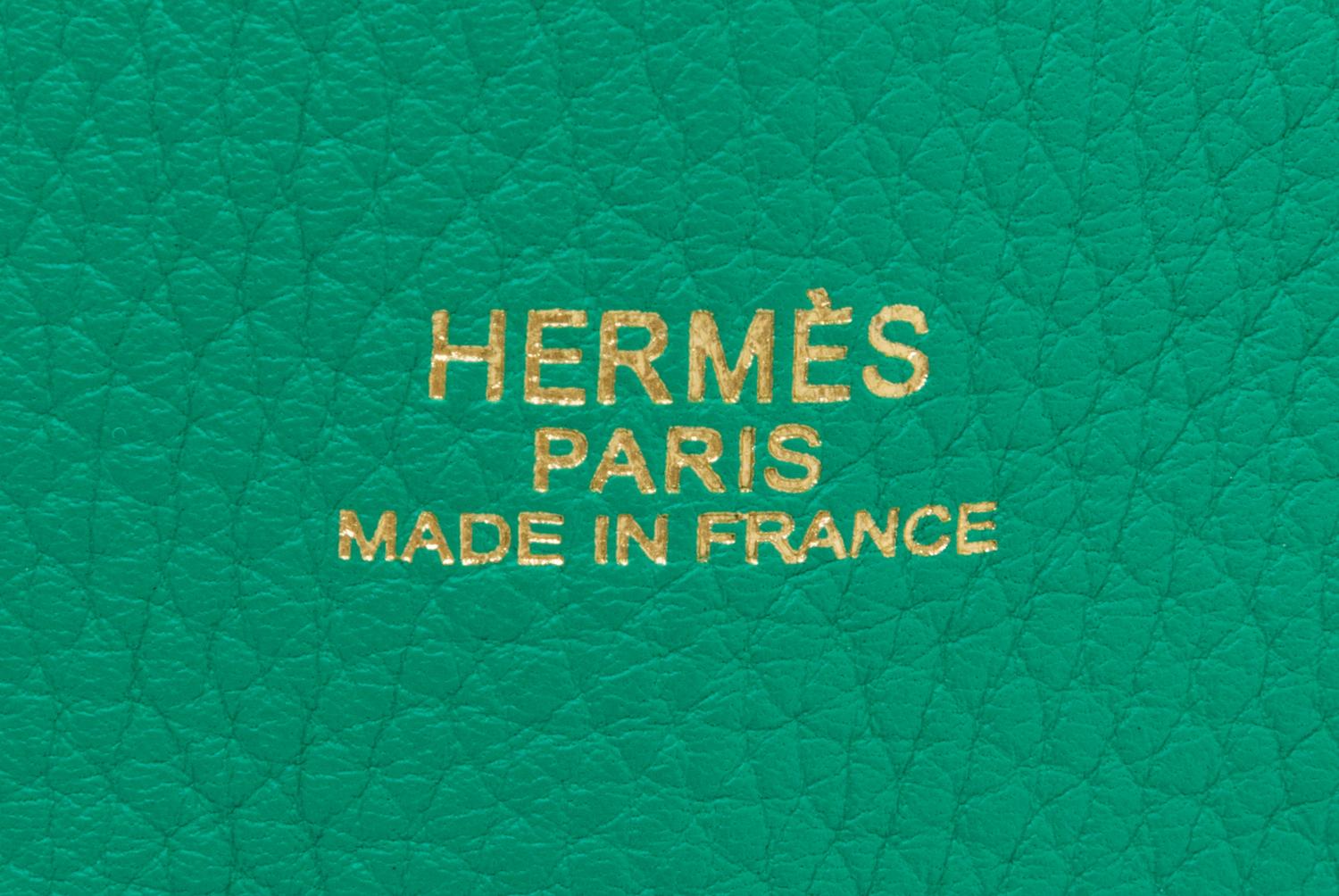 An Hermes Bleu Thalassa/Menthe 45cm Taurillon Clemence Double Sens Tote, 17.5" x 15.5" x 5".