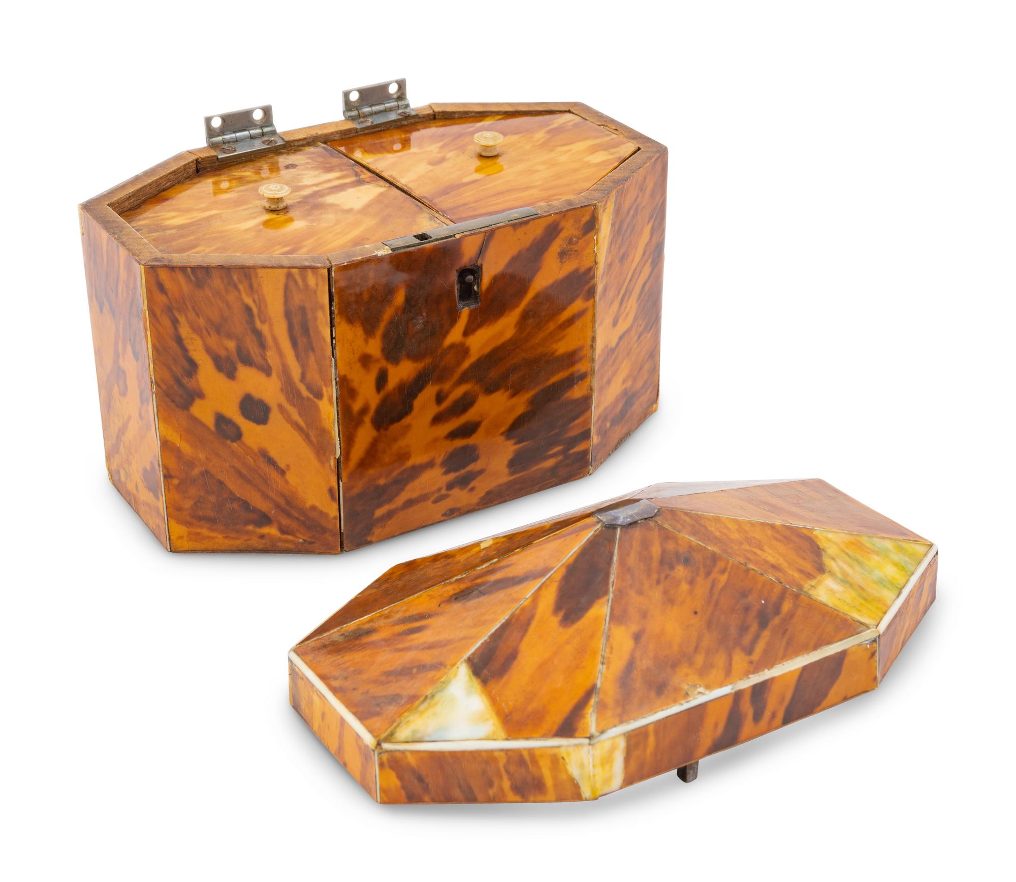 A Regency Tortoiseshell Tea Caddy
