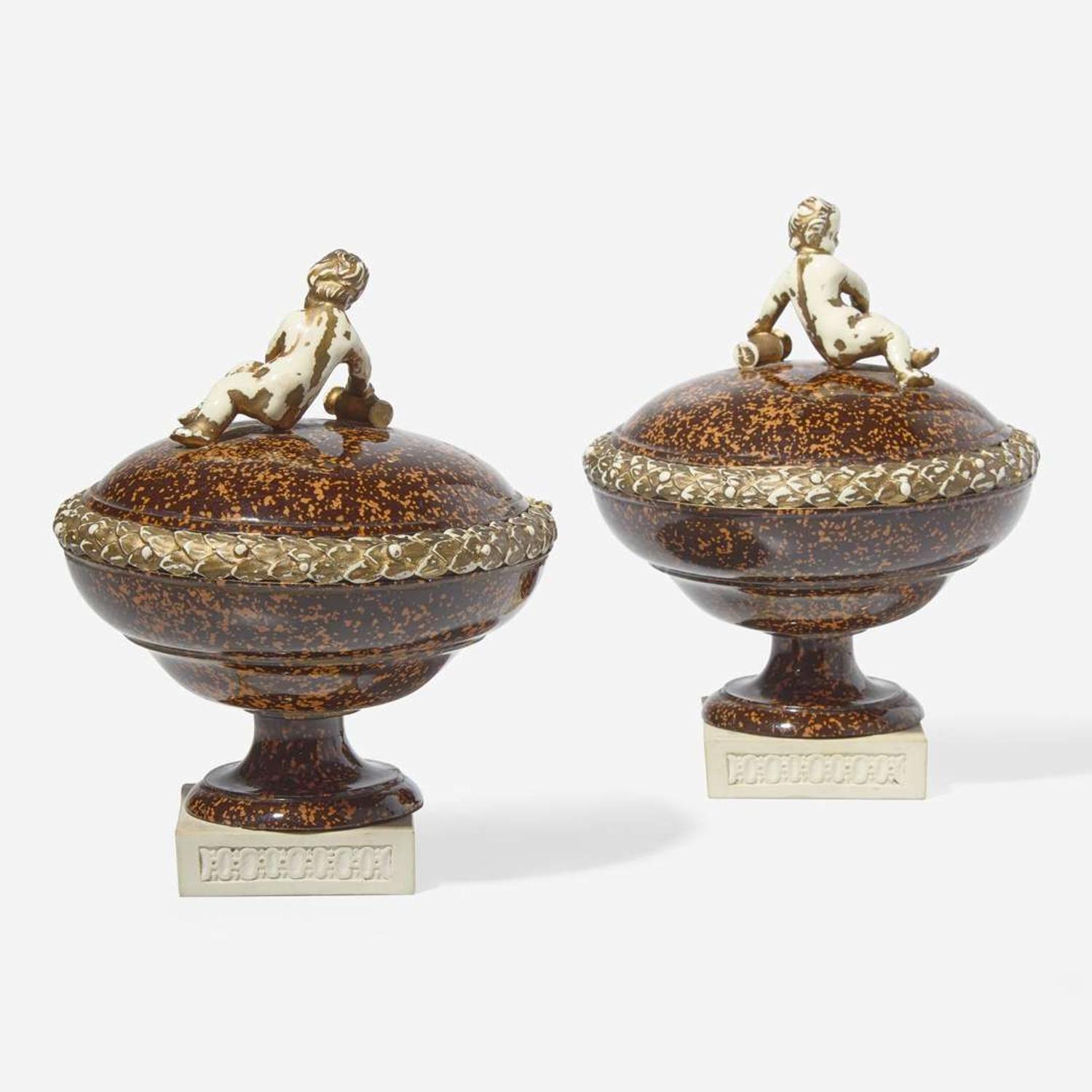 A Pair of Wedgwood & Bentley White Terracotta Porphyry Chimney Ornaments UK, 1770s