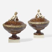 A Pair of Wedgwood & Bentley White Terracotta Porphyry Chimney Ornaments UK, 1770s