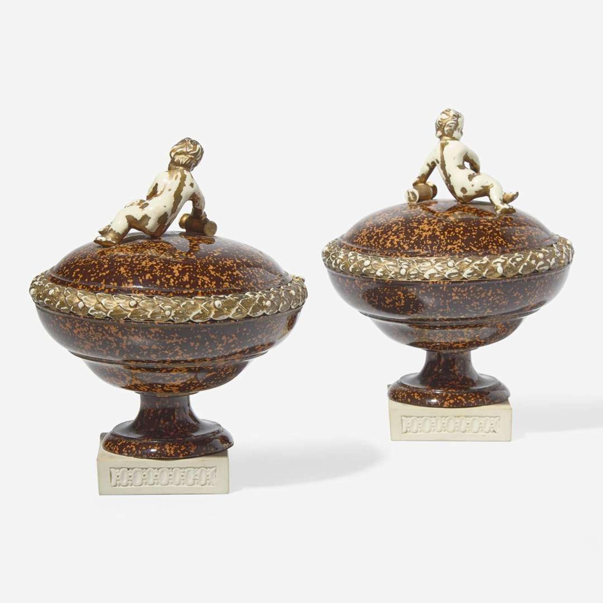 A Pair of Wedgwood & Bentley White Terracotta Porphyry Chimney Ornaments UK, 1770s