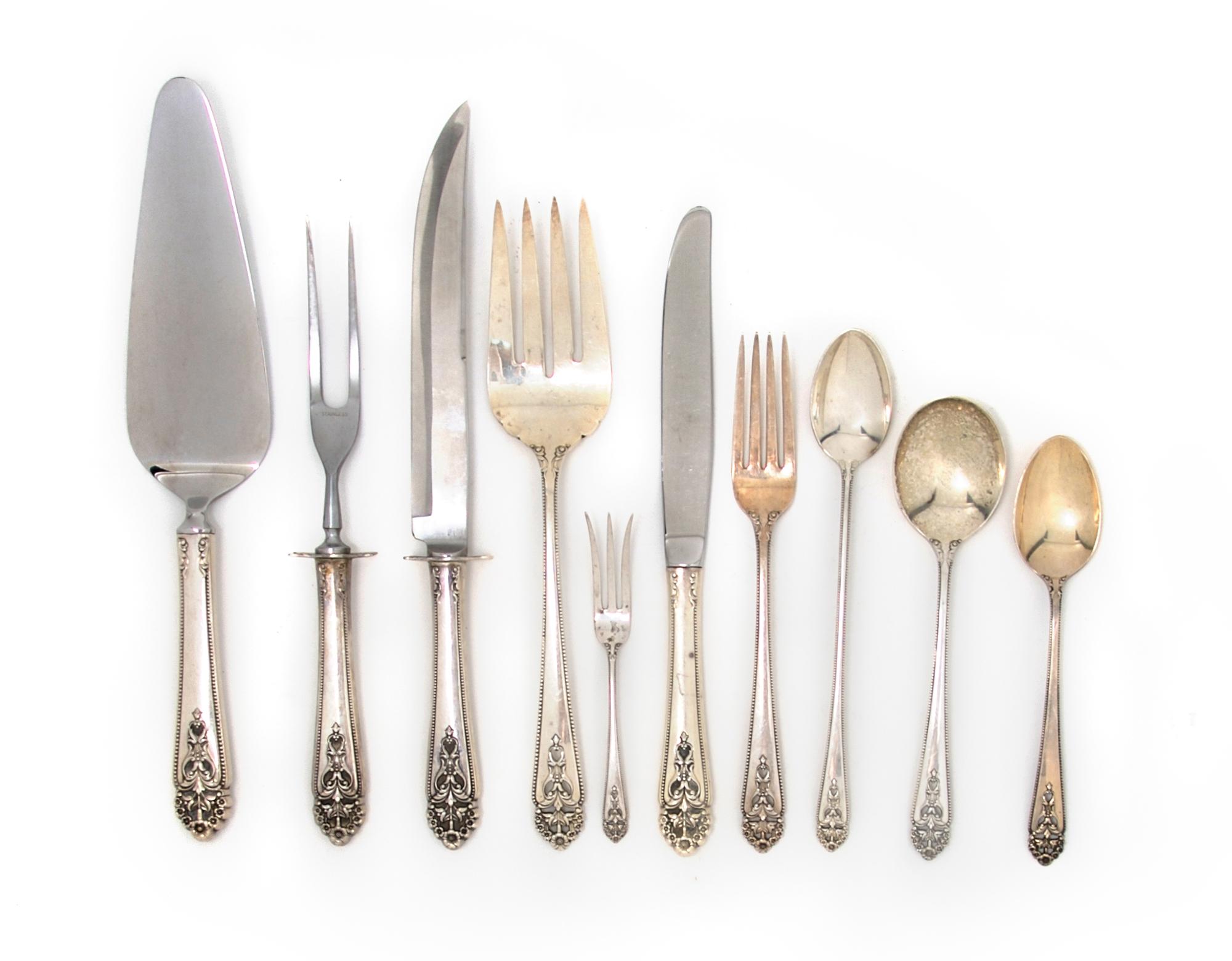 An American Silver Partial Flatware Service, International, Length of longest 10 1/2 inches.