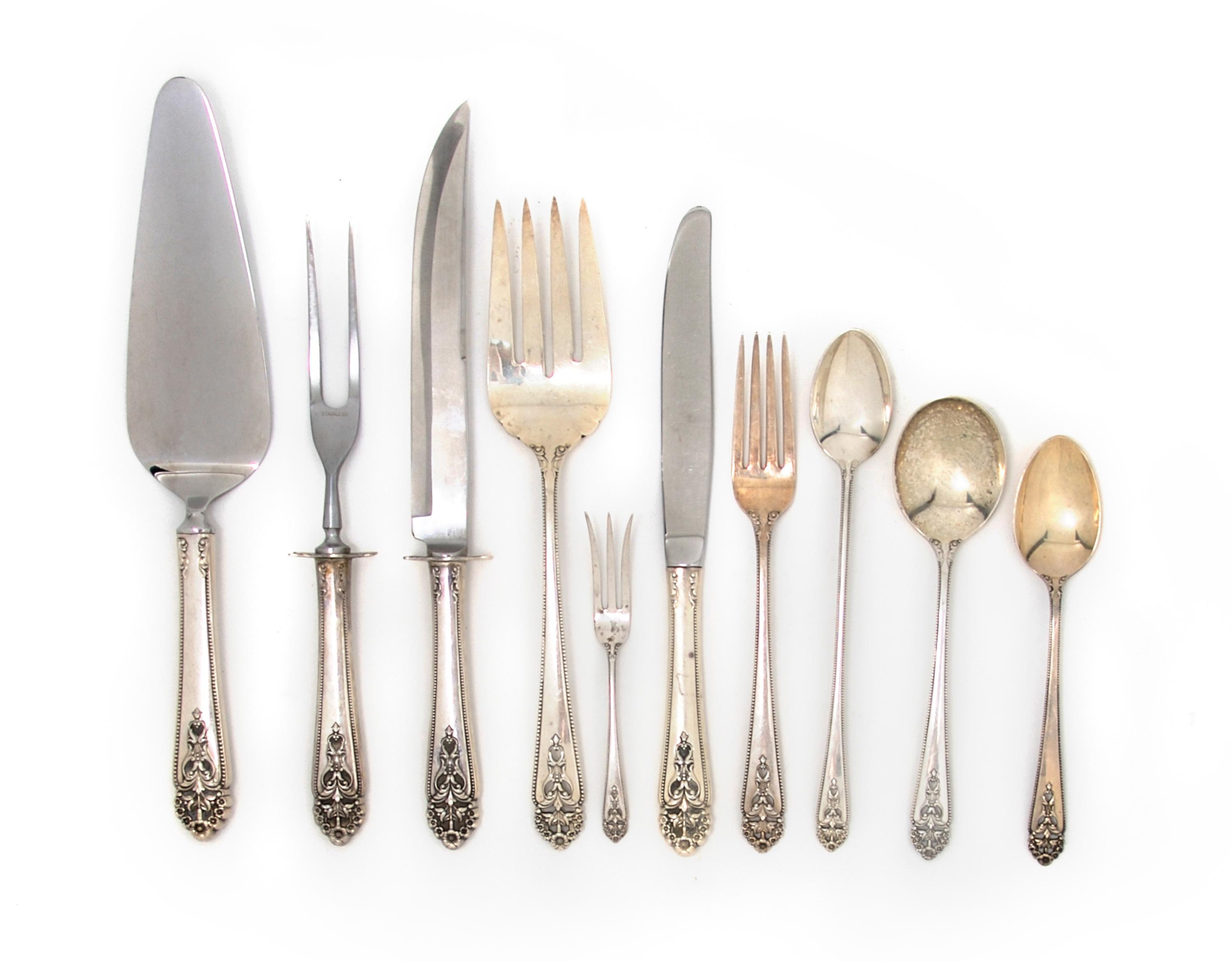 An American Silver Partial Flatware Service, International, Length of longest 10 1/2 inches.