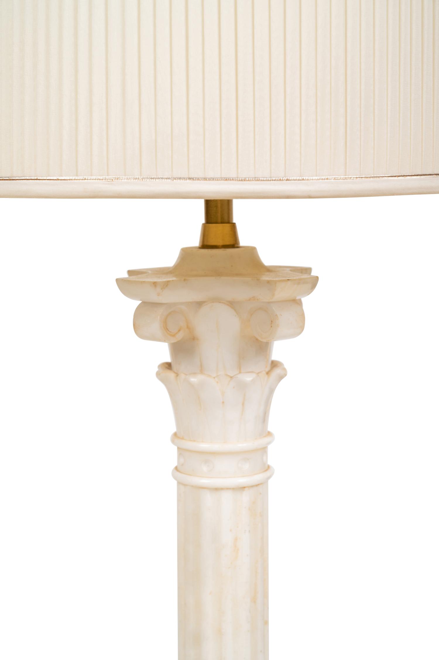 A Carved Marble Columnar Lamp