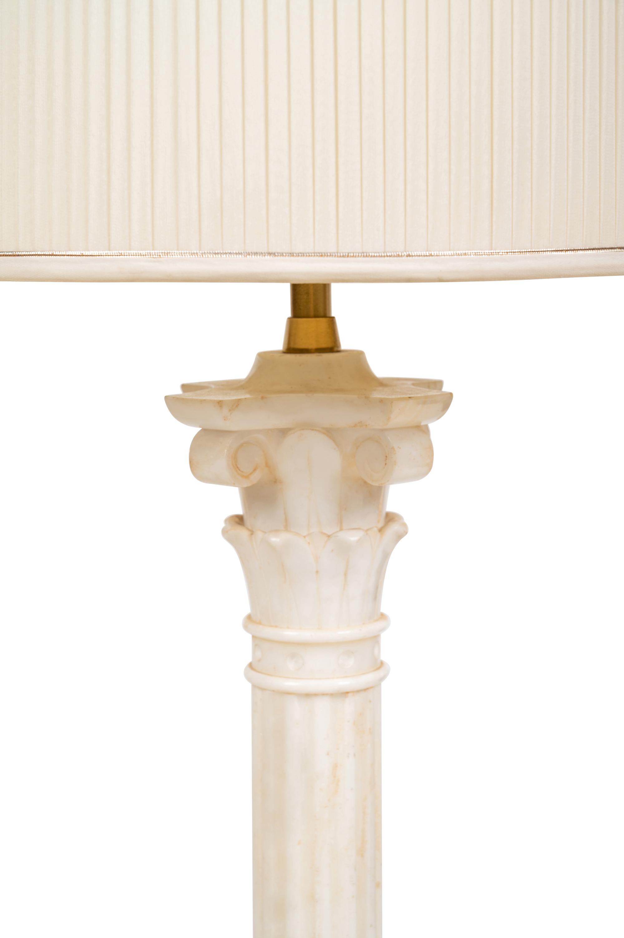 A Carved Marble Columnar Lamp