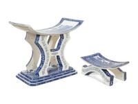 A Pair of Copeland Spode's Tower Transferware Pottery Stools