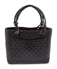 Chanel Black Quilted Leather Cambon Tote 2005-06