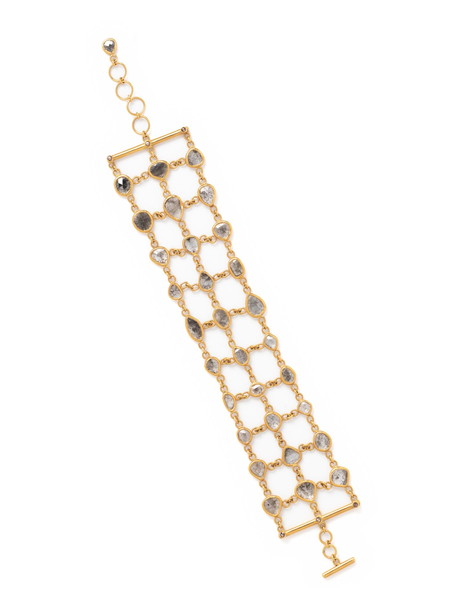 YELLOW GOLD AND DIAMOND SLICE BRACELET