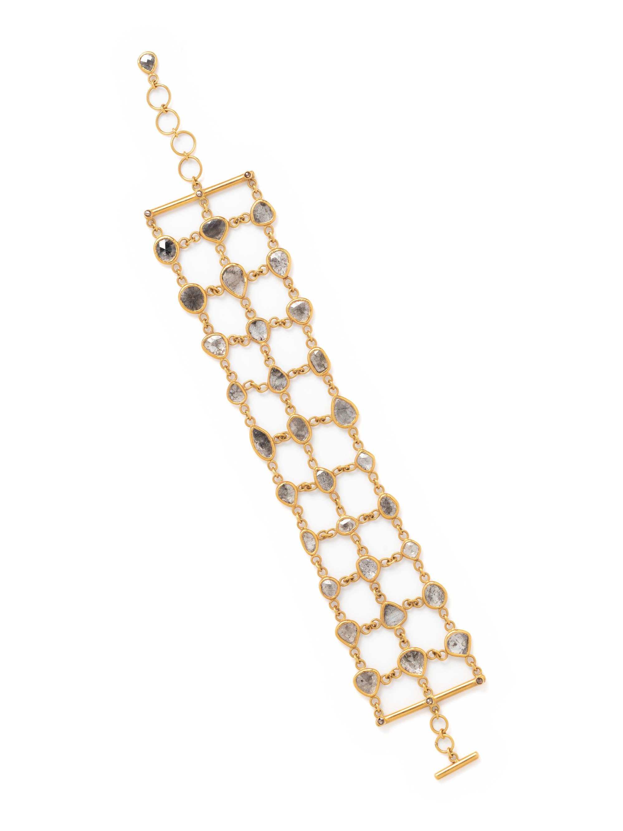 YELLOW GOLD AND DIAMOND SLICE BRACELET