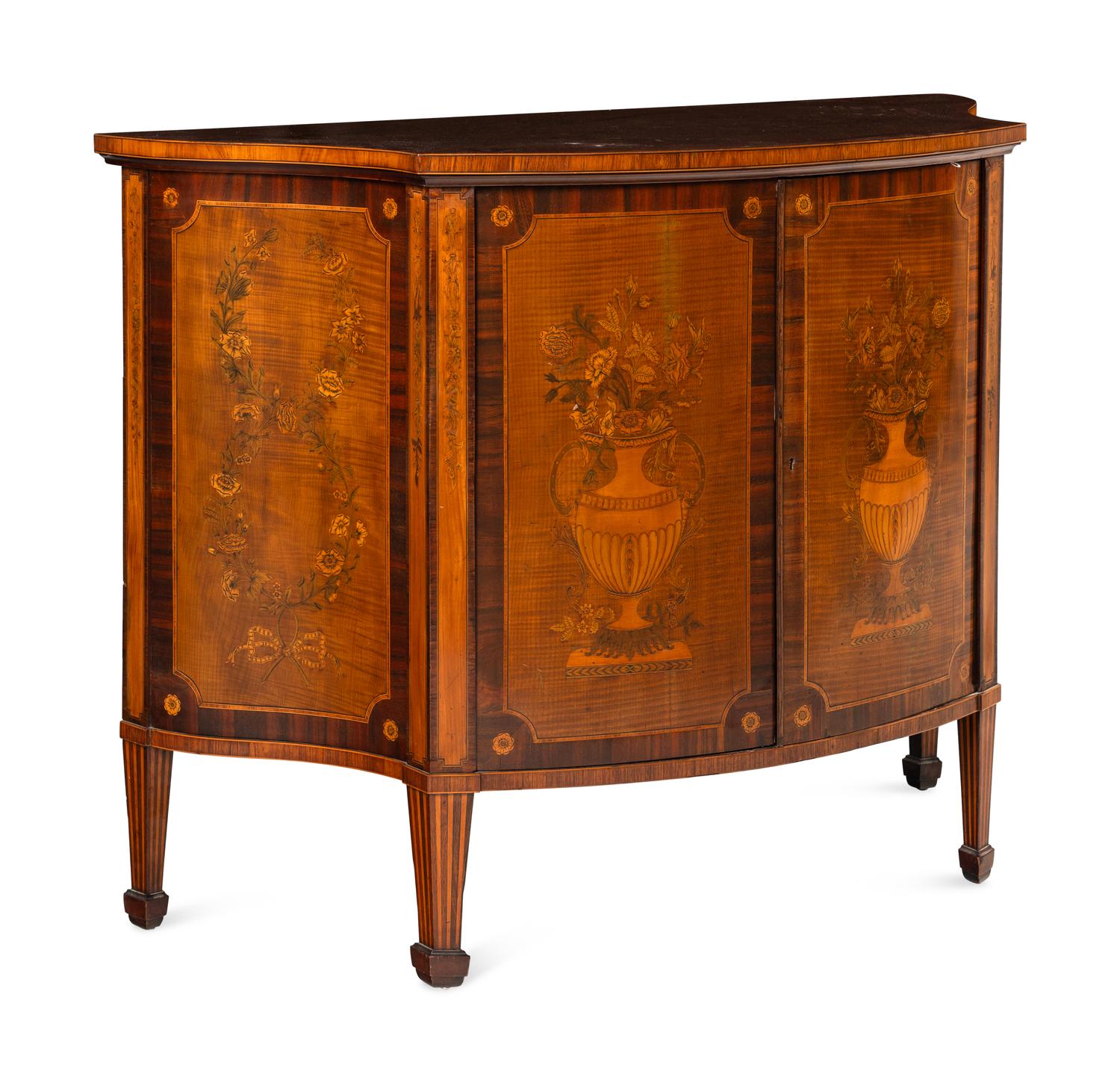 A George III Harewood and Marquetry Commode