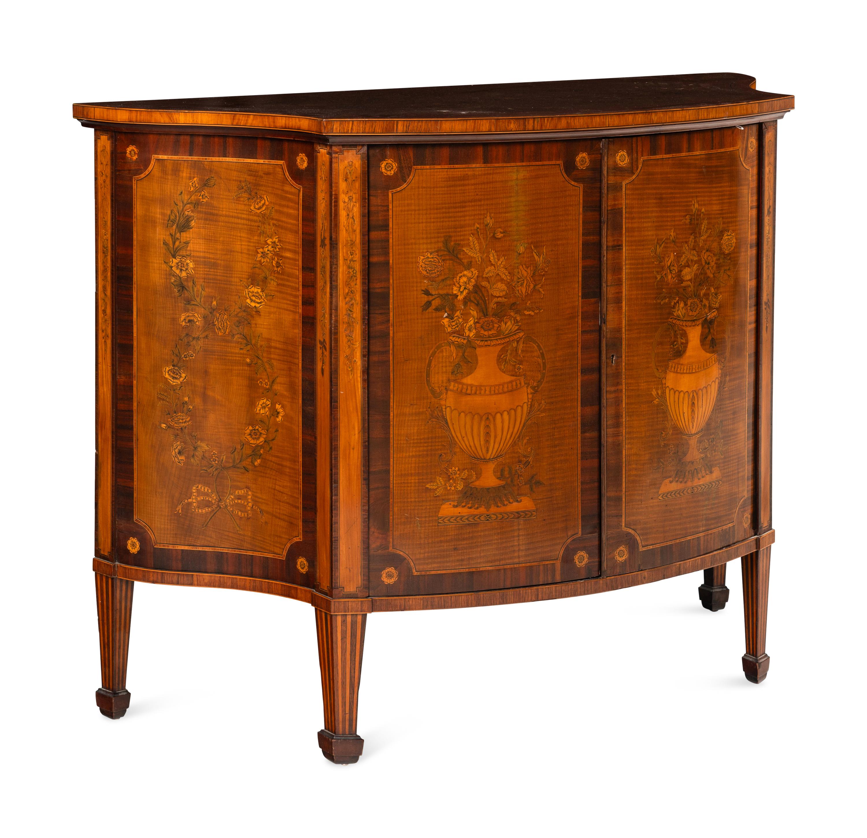 A George III Harewood and Marquetry Commode