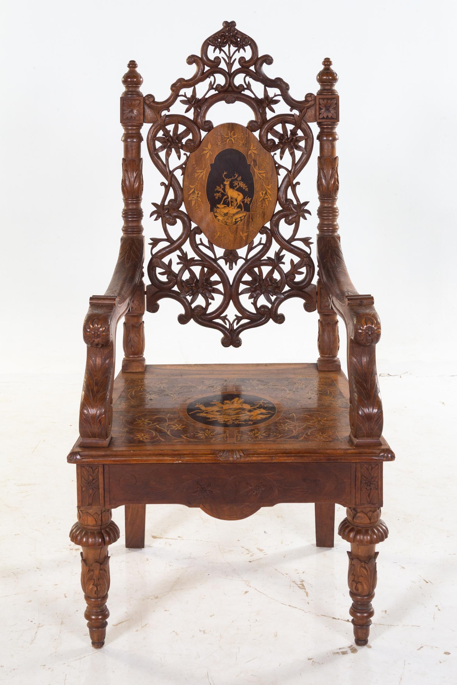 A Black Forest Marquetry Armchair