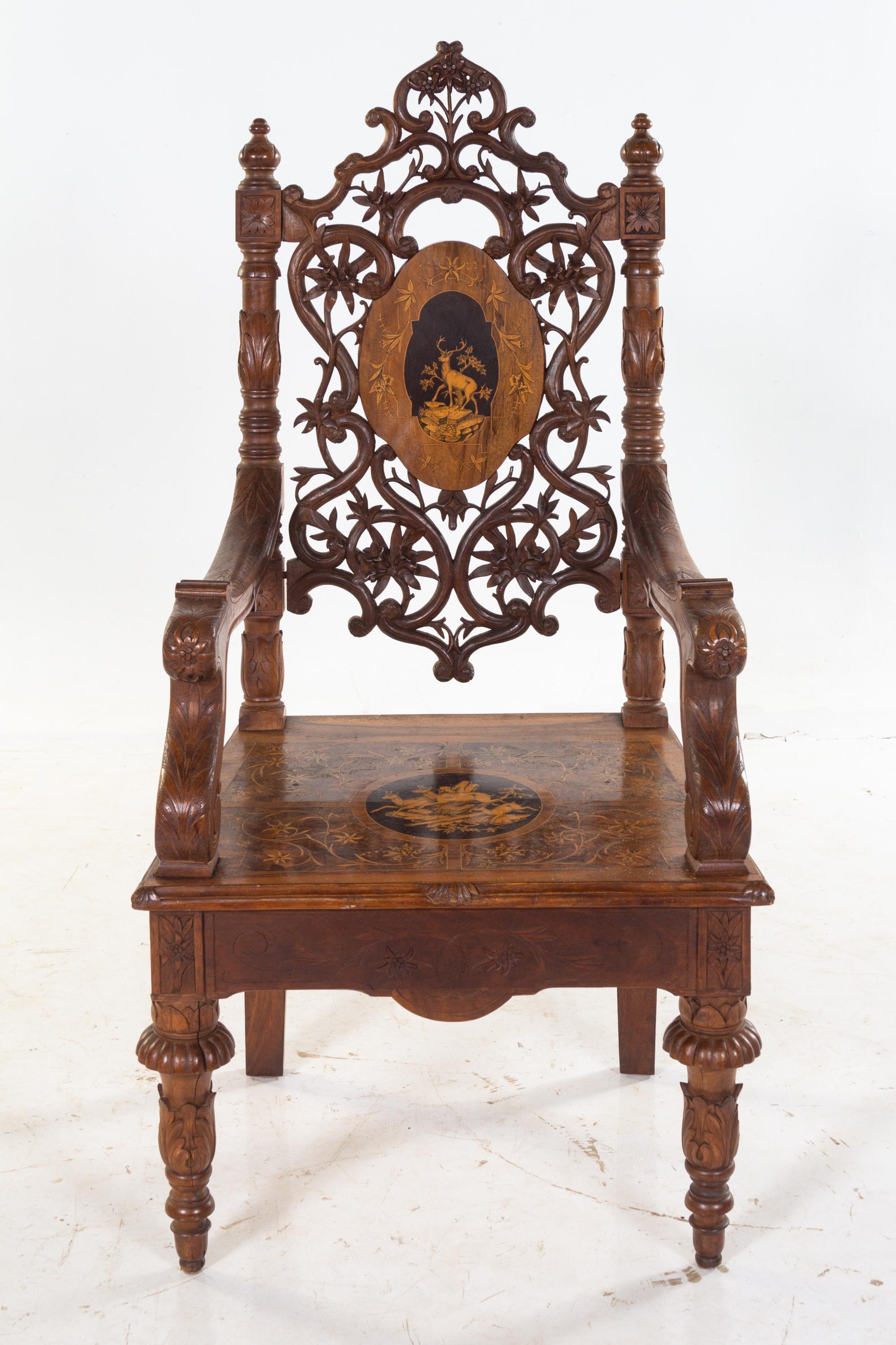 A Black Forest Marquetry Armchair