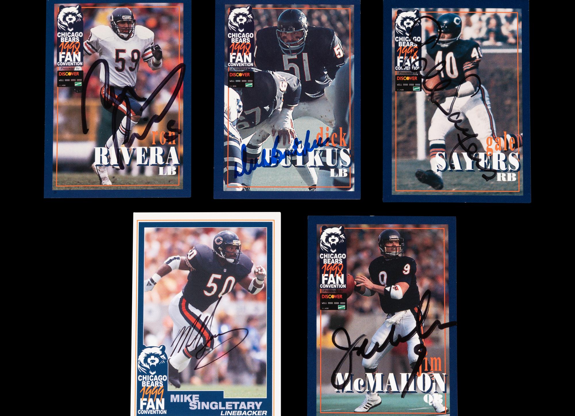 A Group of 75 Chicago Bears Signed Autograph Team Issued Football Cards Including Multiple Hall of Fame and Deceased Players (Beckett Authentication Services BAS Certified),