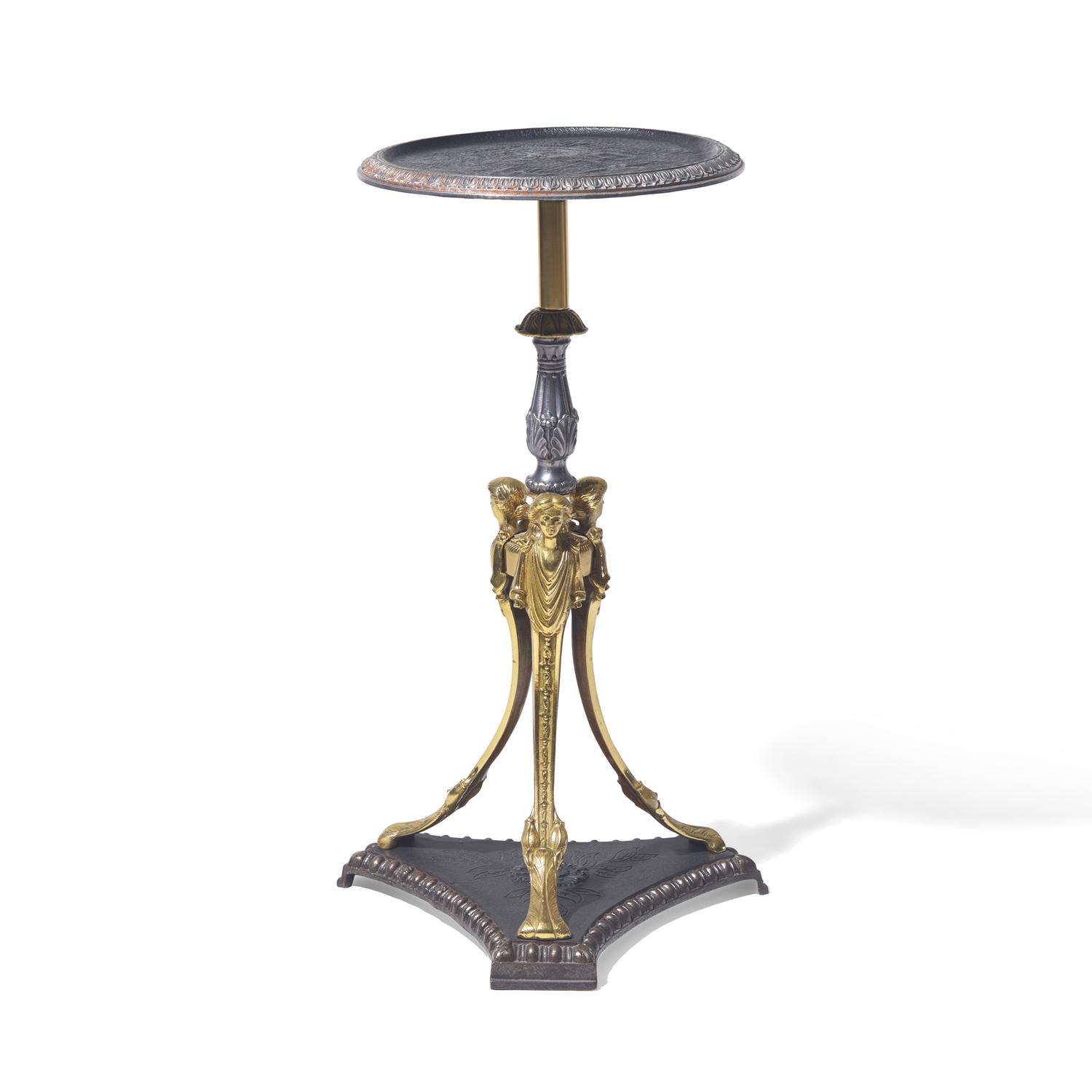A Neoclassical Style Gilt and Patinated Bronze Gueridon