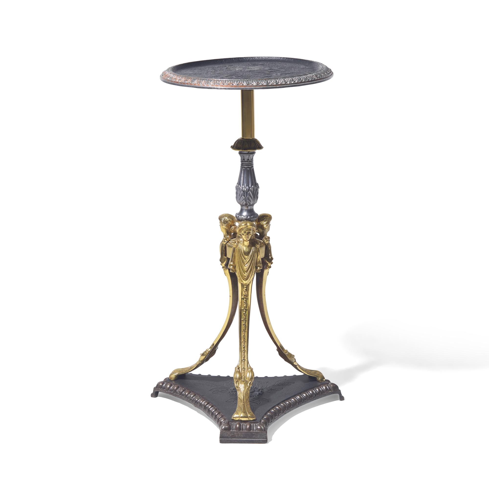 A Neoclassical Style Gilt and Patinated Bronze Gueridon