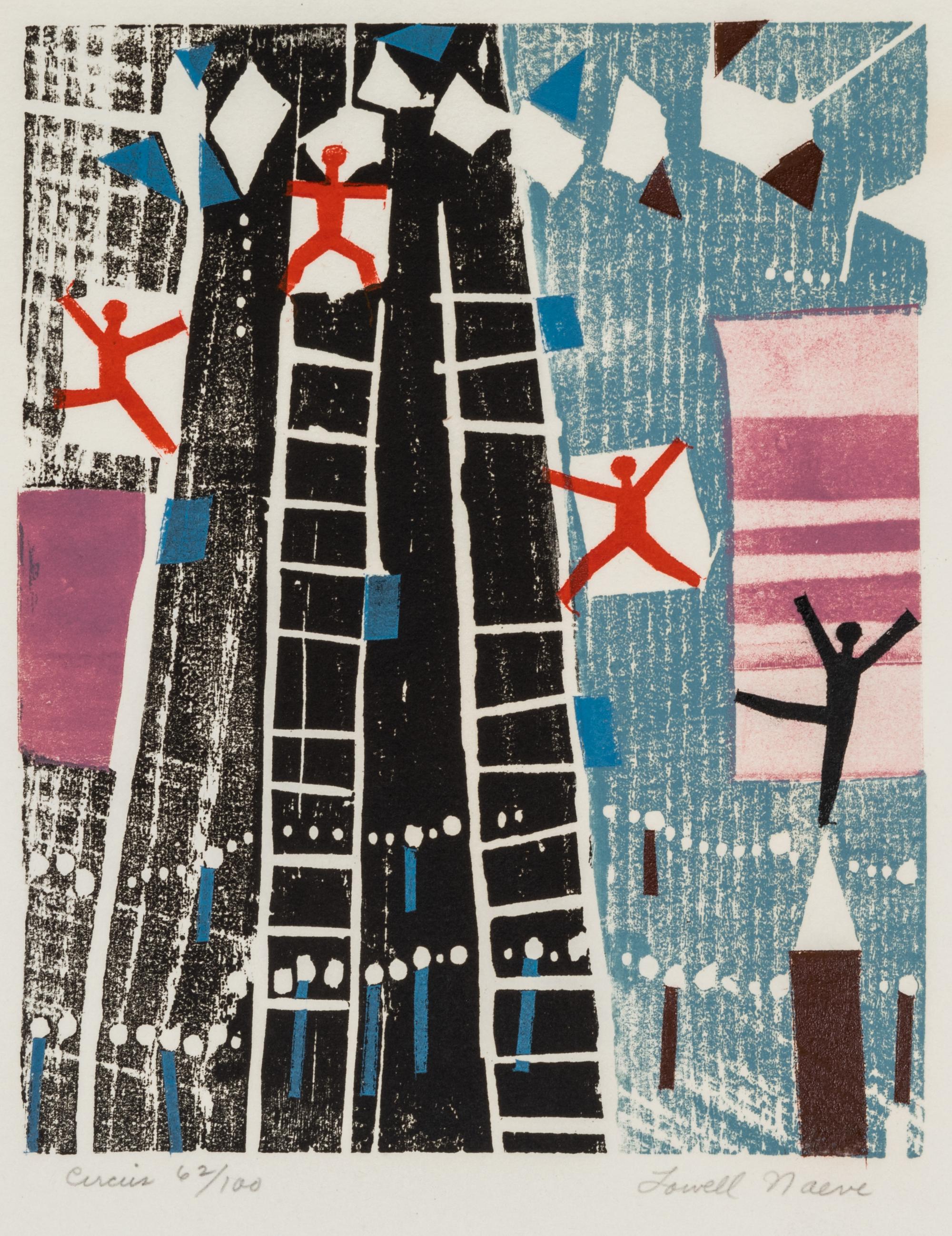 Lowell Naeve, (American, 1917-2014), A group of 3 works: Circus, 1962, Grouper and The Sea, 1964