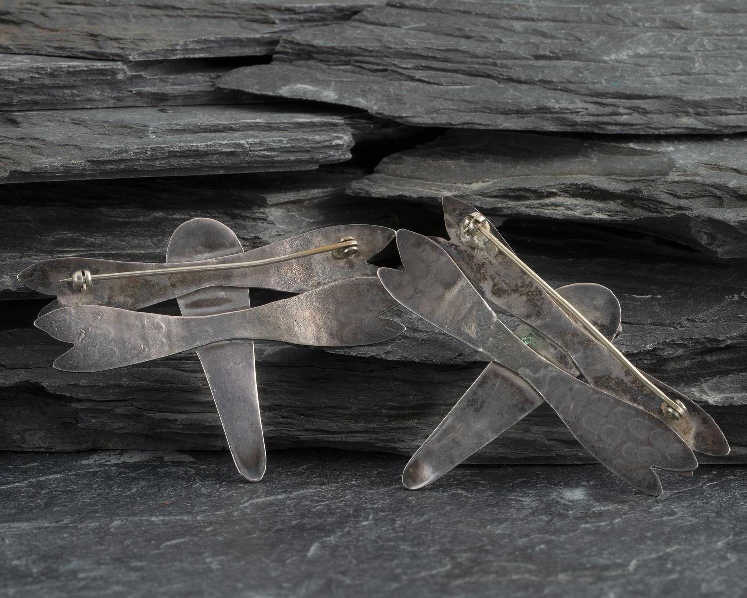 Pair of Navajo Silver and Turquoise Dragonfly Brooches / Pins