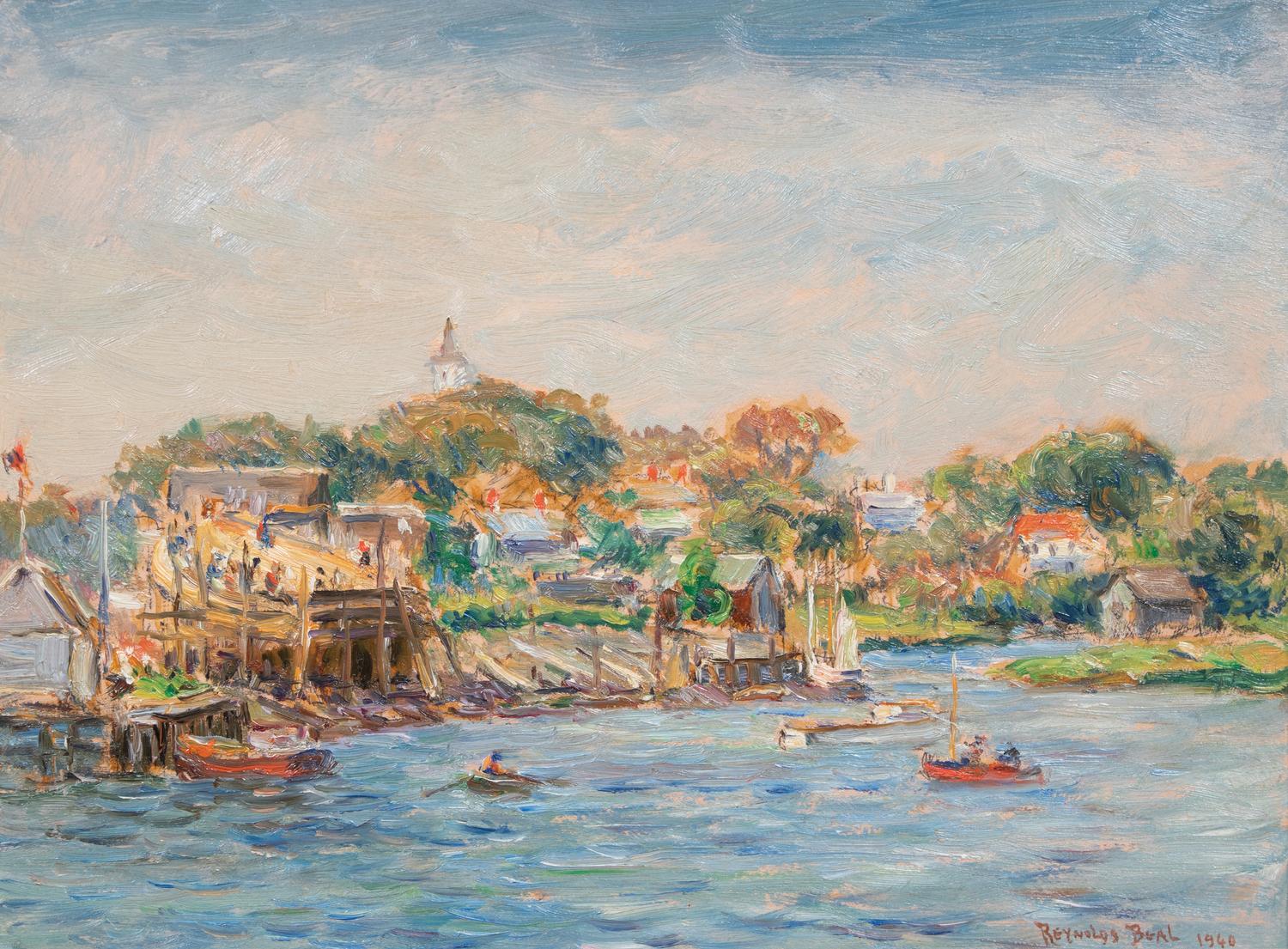 Reynolds Beal, (American, 1866-1951), Essex Shipyard, 1940