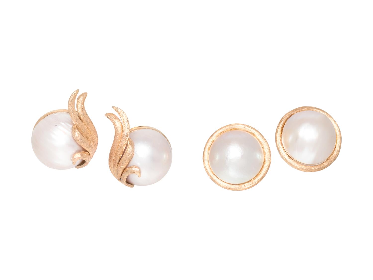 COLLECTION OF CULTURED MABE PEARL EARCLIPS