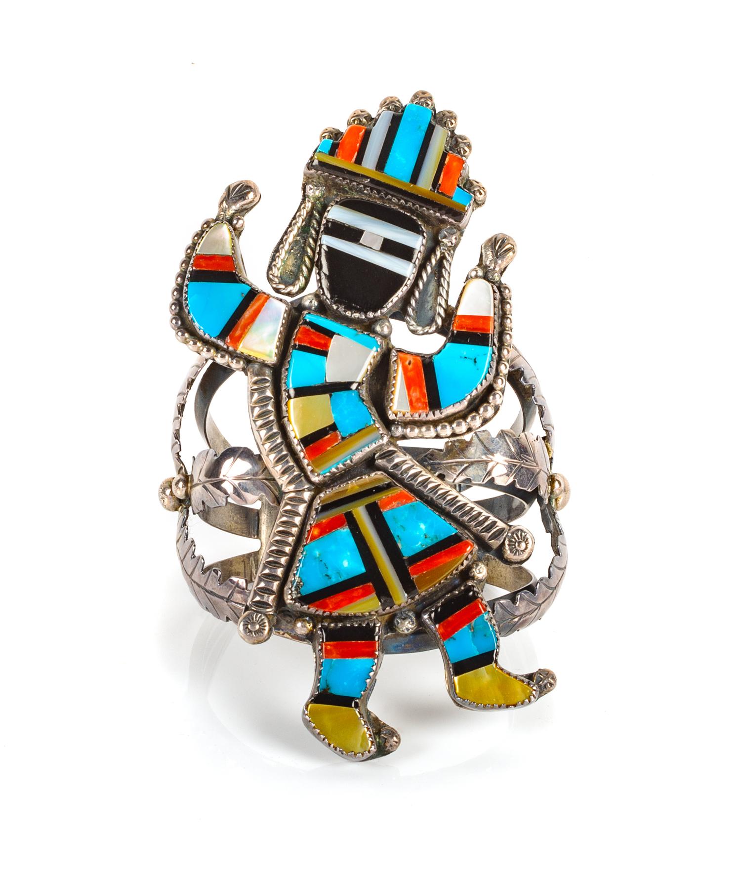 Zuni Rainbow Dancer Kachina Cuff Bracelet