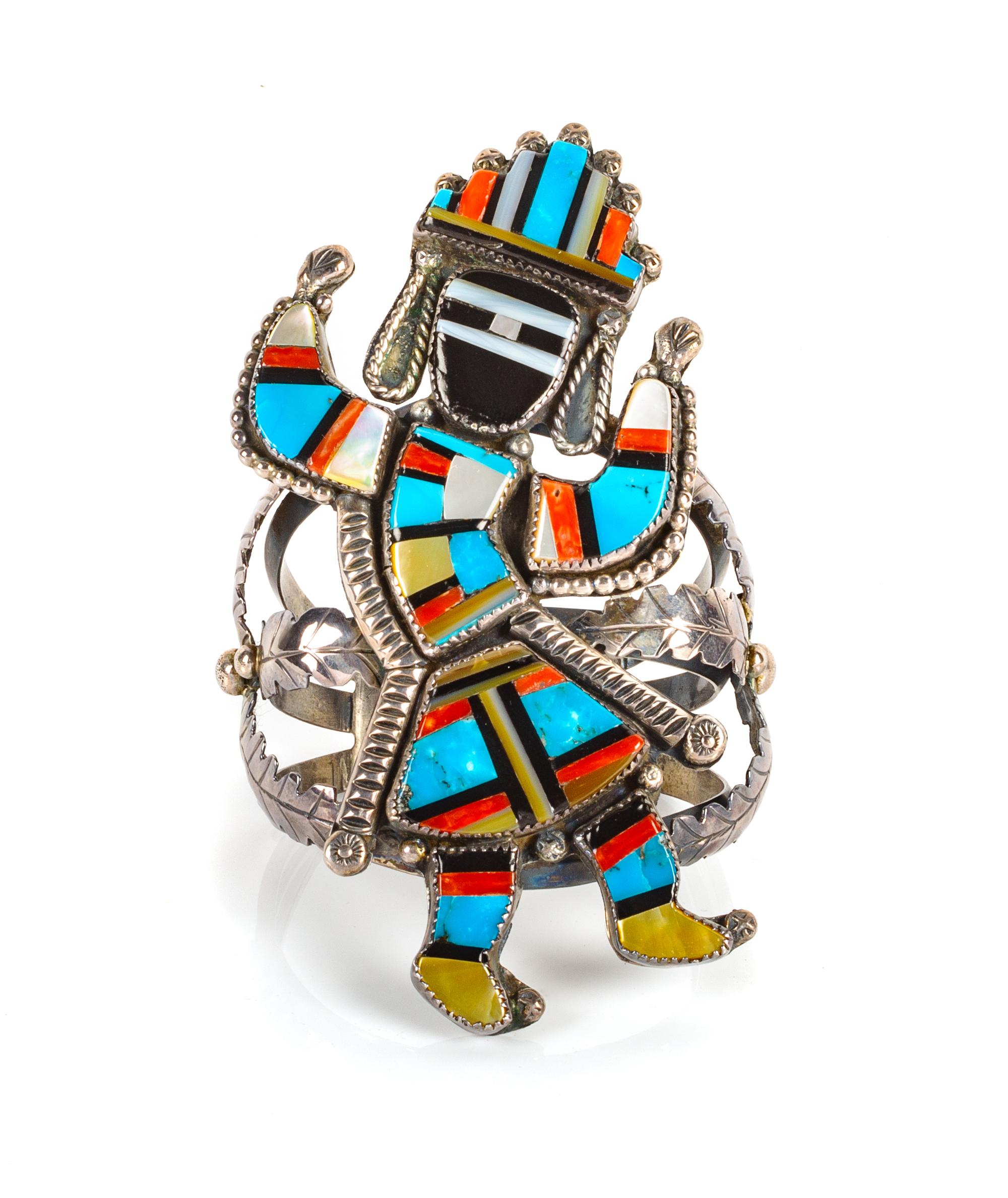 Zuni Rainbow Dancer Kachina Cuff Bracelet
