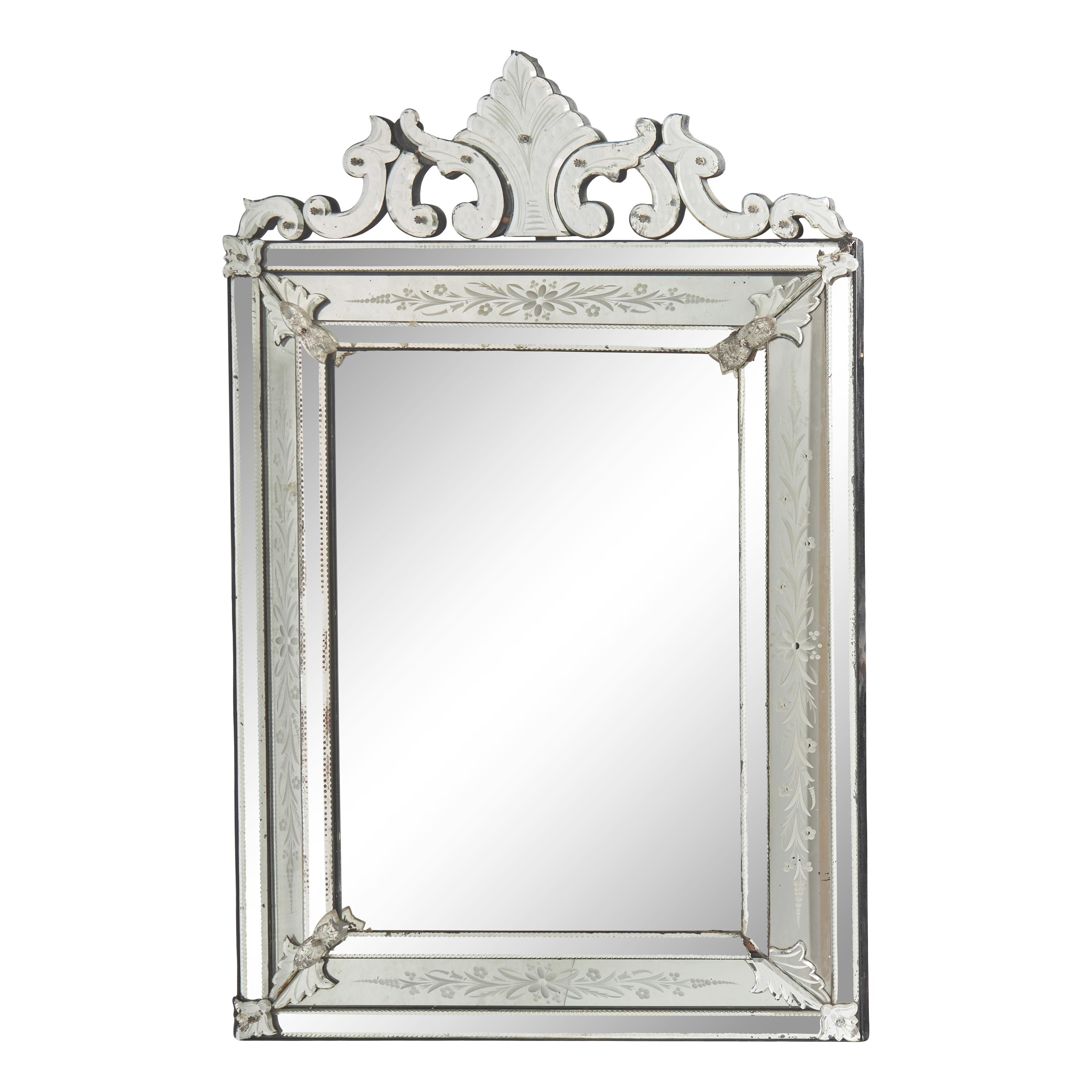 A Venetian Etched Glass Mirror