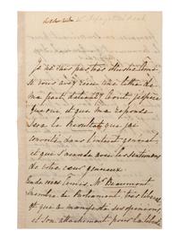 WILSON, Robert (1777-1849). Autograph letter signed ("RT Wilson") with identification possibly in Marquis de Lafayette's hand. "Brighton Co.," 27 September.