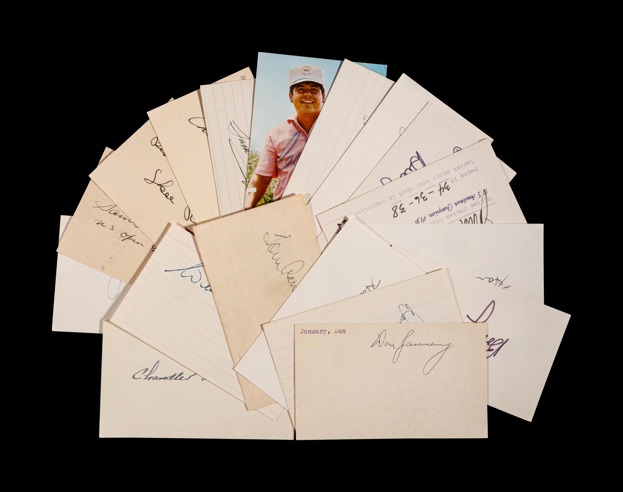 A Group of 17 Golf Champion and Hall of Fame Signed Autographs,