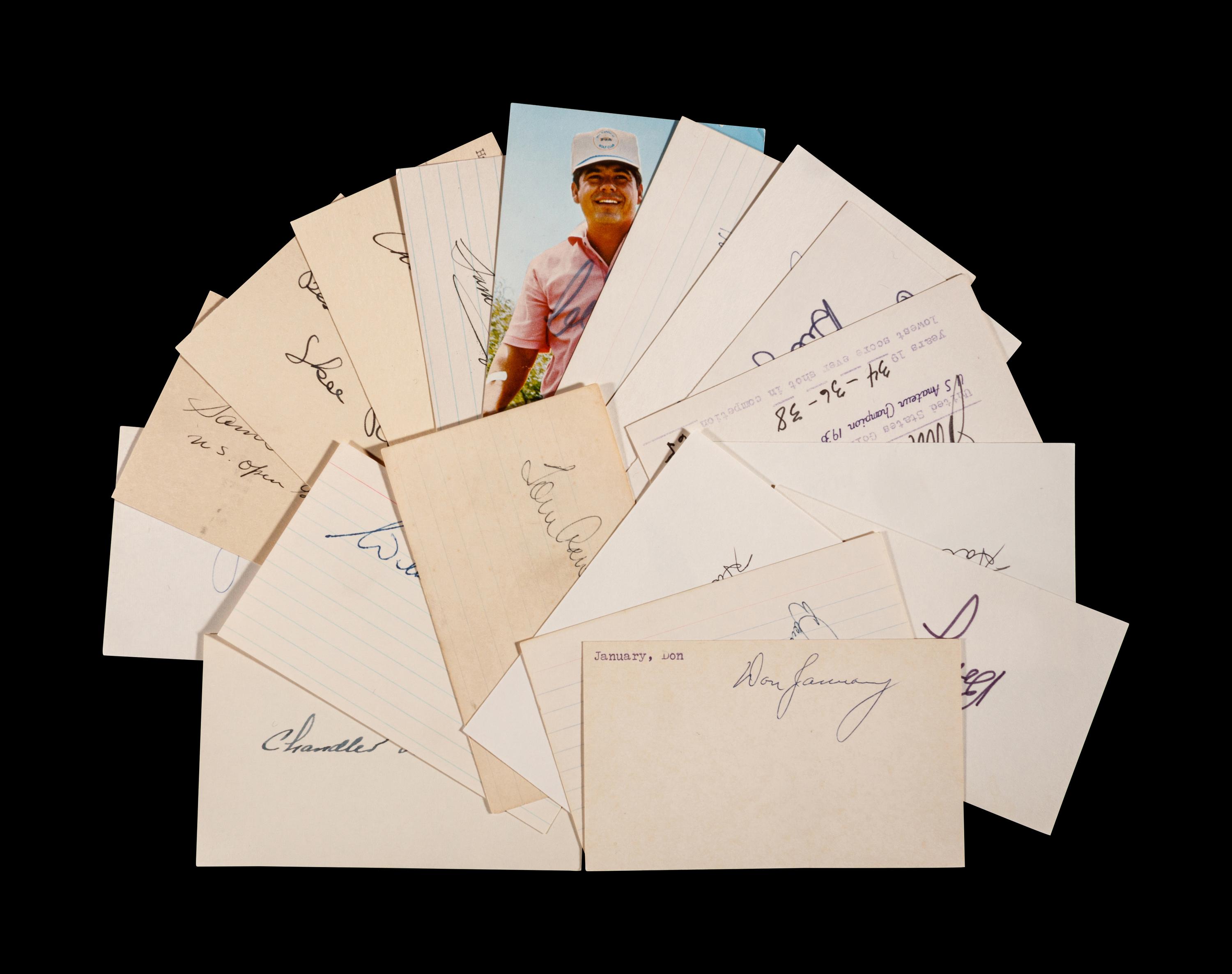 A Group of 17 Golf Champion and Hall of Fame Signed Autographs,