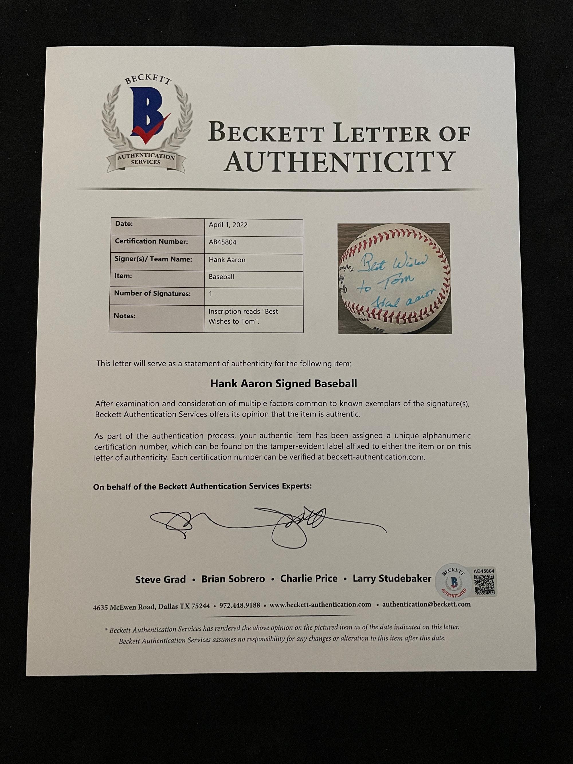 A Group of Eight Hall of Fame and Notable Signed Autograph Baseballs (Beckett Authentication Services BAS Certified),
