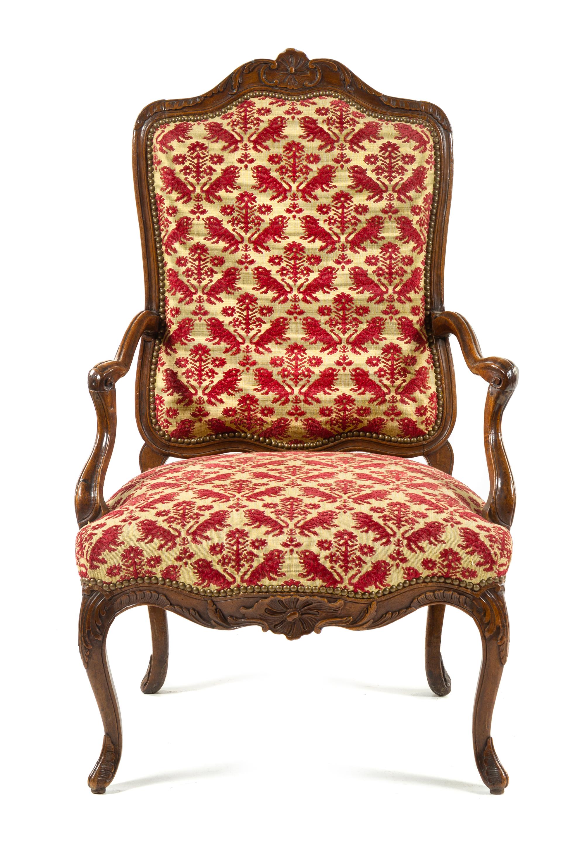 A Regence Walnut or Fruitwood Fauteuil Height 44 1/2 inches. — 18TH/19TH CENTURY