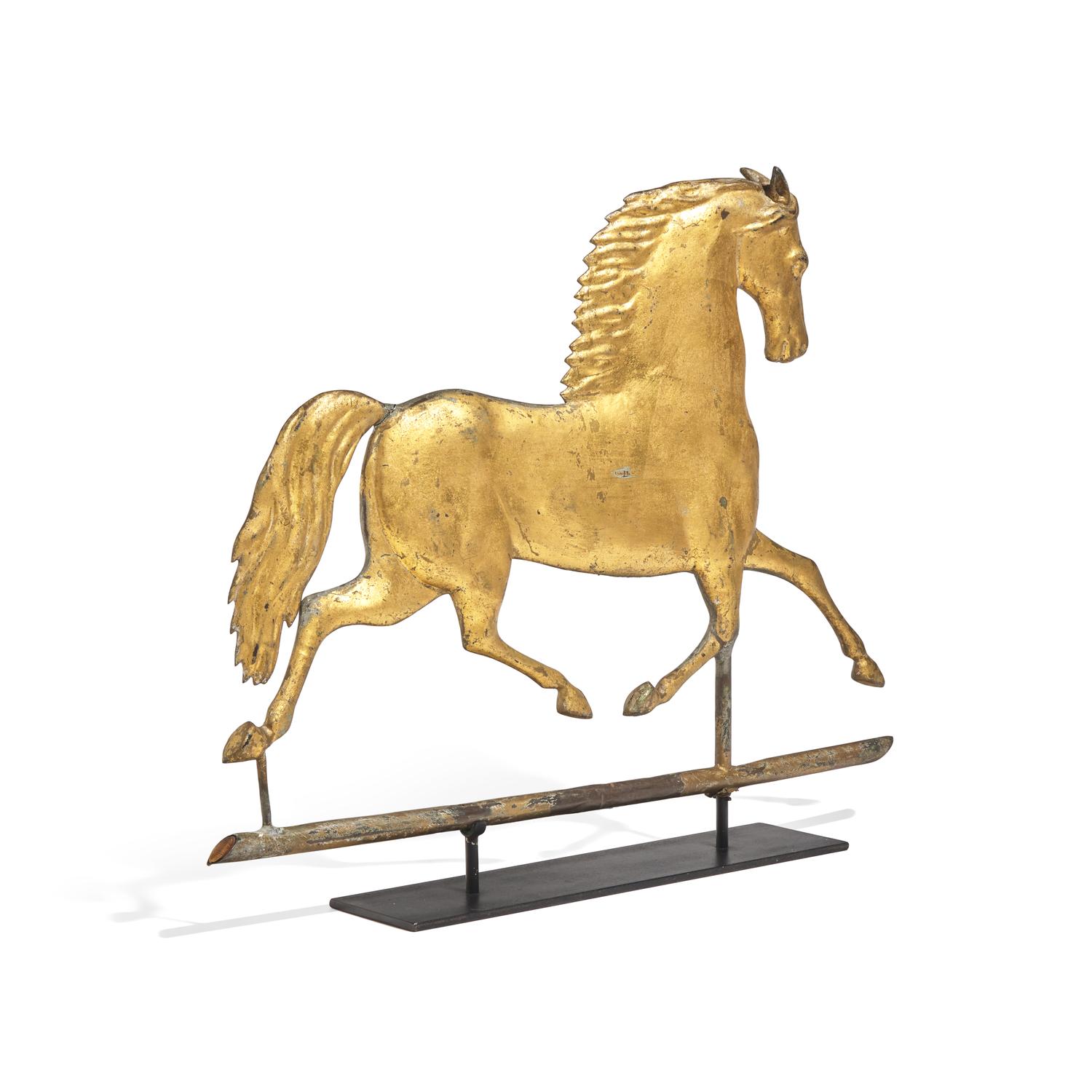 A Gilt and Molded Copper "Black Hawk" Running Horse Weathervane