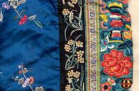 A Fur Lined Blue Ground Embroidered Silk Winter Coat