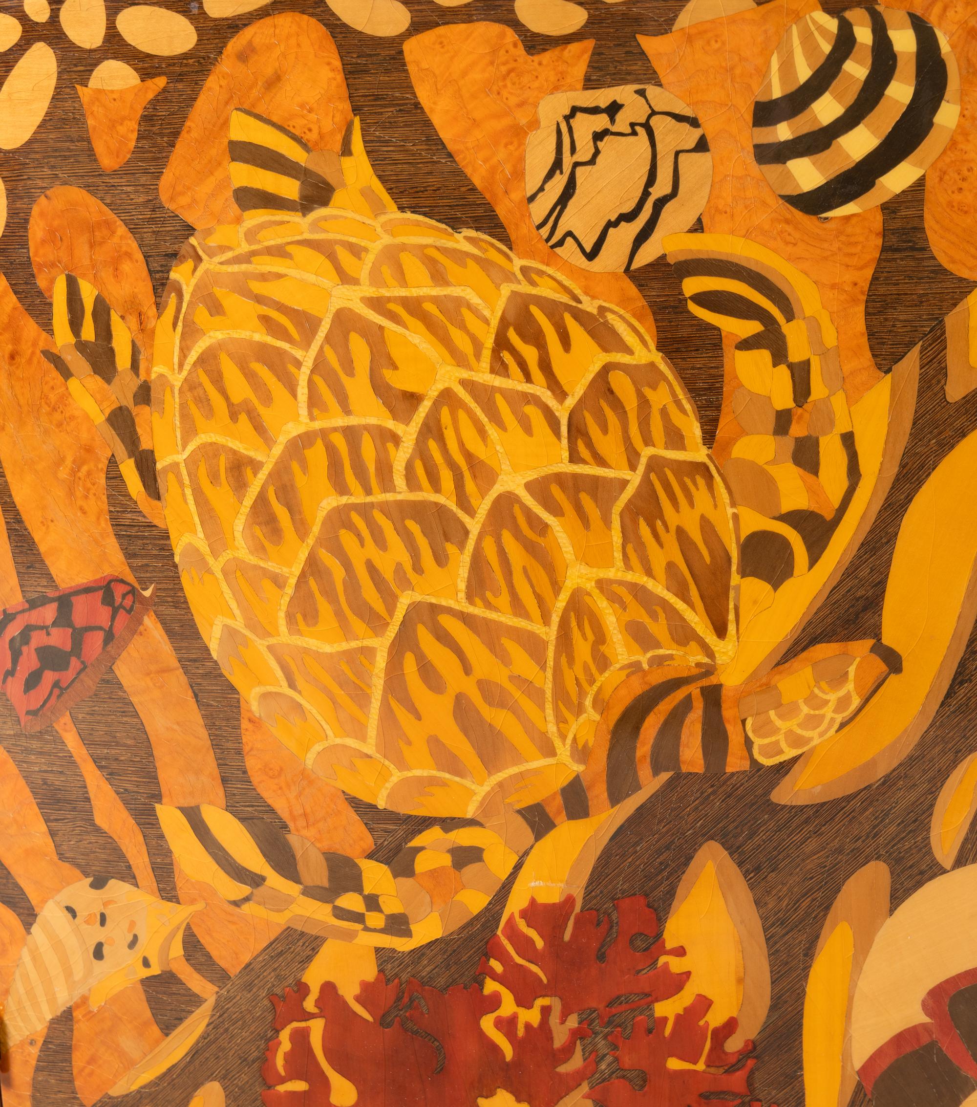 An Art Deco Stryle Marquetry Marble-Top Commode