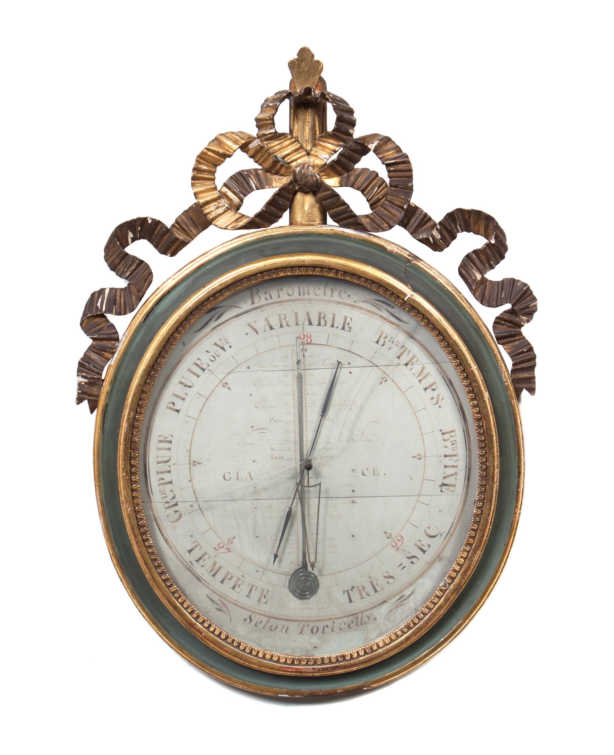 A French Giltwood Aneroid Barometer Height 35 1/2 inches. — CIRCA 1800